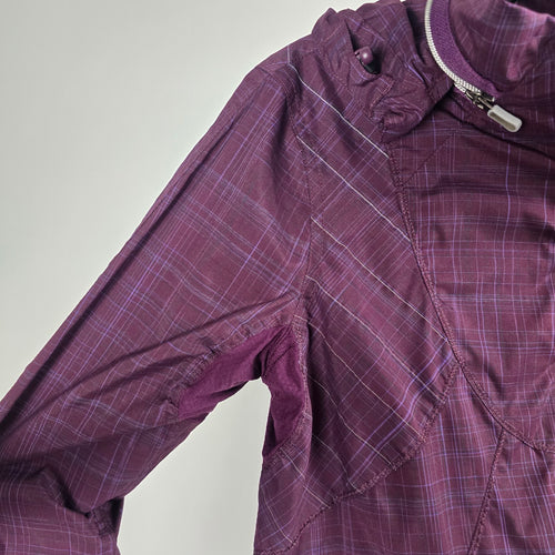 Lululemon Run Hustle Jacket Plum Purple Plaid – Size 8 Hooded Full Zip Jacket