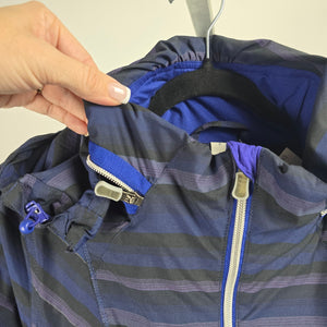 Lululemon Run Hustle Jacket Wish Blue Poncho Stripe Hooded Running Jacket Size 8