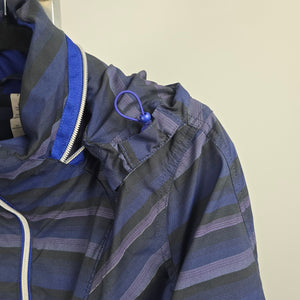 Lululemon Run Hustle Jacket Wish Blue Poncho Stripe Hooded Running Jacket Size 8