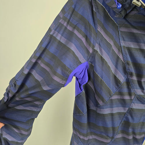 Lululemon Run Hustle Jacket Wish Blue Poncho Stripe Hooded Running Jacket Size 8
