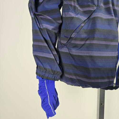 Lululemon Run Hustle Jacket Wish Blue Poncho Stripe Hooded Running Jacket Size 8