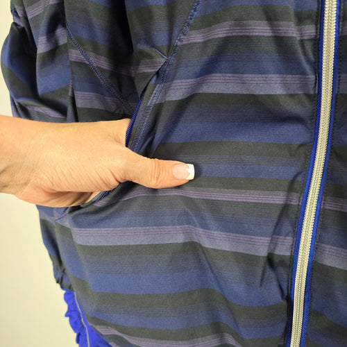 Lululemon Run Hustle Jacket Wish Blue Poncho Stripe Hooded Running Jacket Size 8