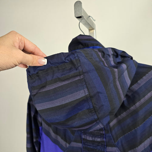 Lululemon Run Hustle Jacket Wish Blue Poncho Stripe Hooded Running Jacket Size 8