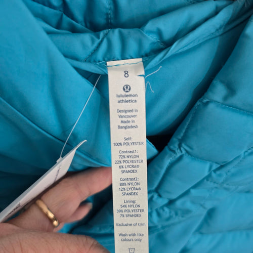 Lululemon Fluff Off Pullover Teal Blue Down Running Jacket - Size 8