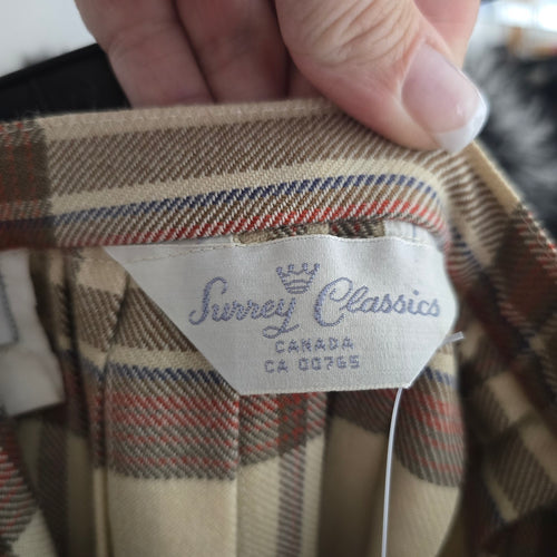 Vintage Surrey Classics Cream Plaid Wool Kilt Pleated Skirt - Size XS