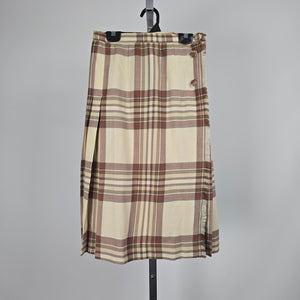 Vintage Surrey Classics Cream Plaid Wool Kilt Pleated Skirt - Size XS