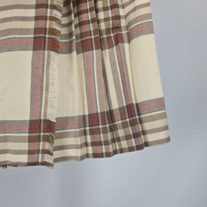 Vintage Surrey Classics Cream Plaid Wool Kilt Pleated Skirt - Size XS