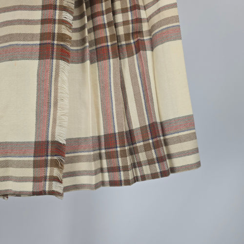 Vintage Surrey Classics Cream Plaid Wool Kilt Pleated Skirt - Size XS