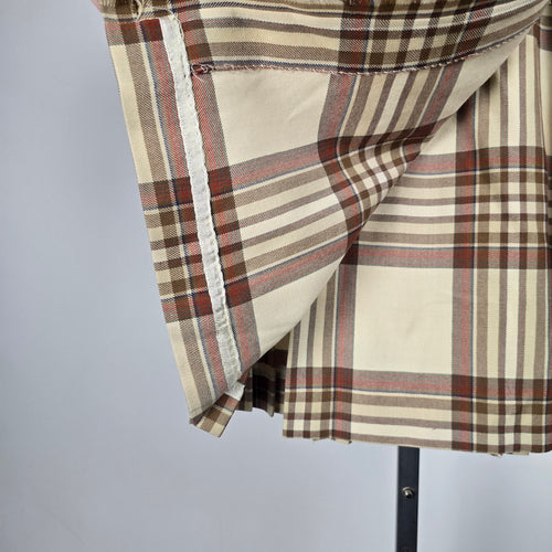 Vintage Surrey Classics Cream Plaid Wool Kilt Pleated Skirt - Size XS