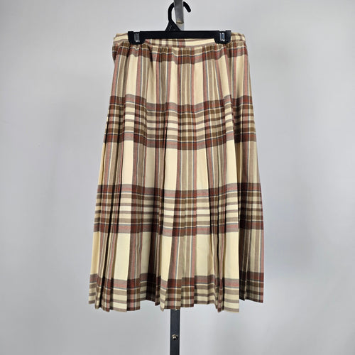 Vintage Surrey Classics Cream Plaid Wool Kilt Pleated Skirt - Size XS