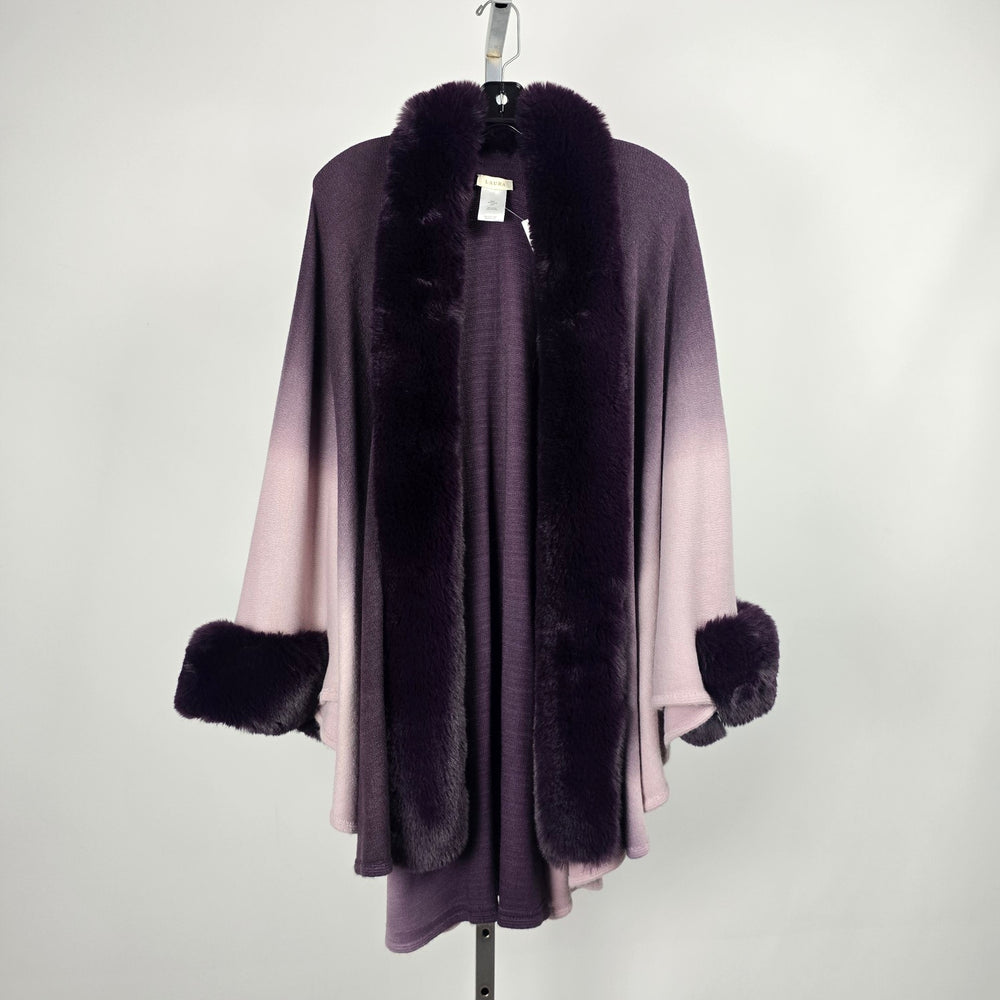 Laura Purple Ombre Cape with Fur Trim - One Size
