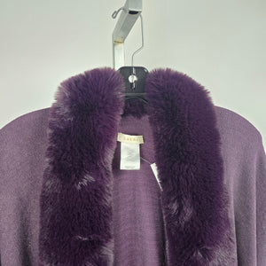 Laura Purple Ombre Cape with Fur Trim - One Size