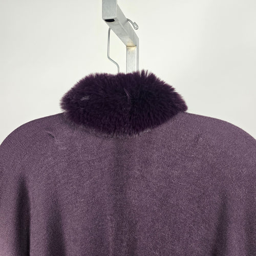 Laura Purple Ombre Cape with Fur Trim - One Size