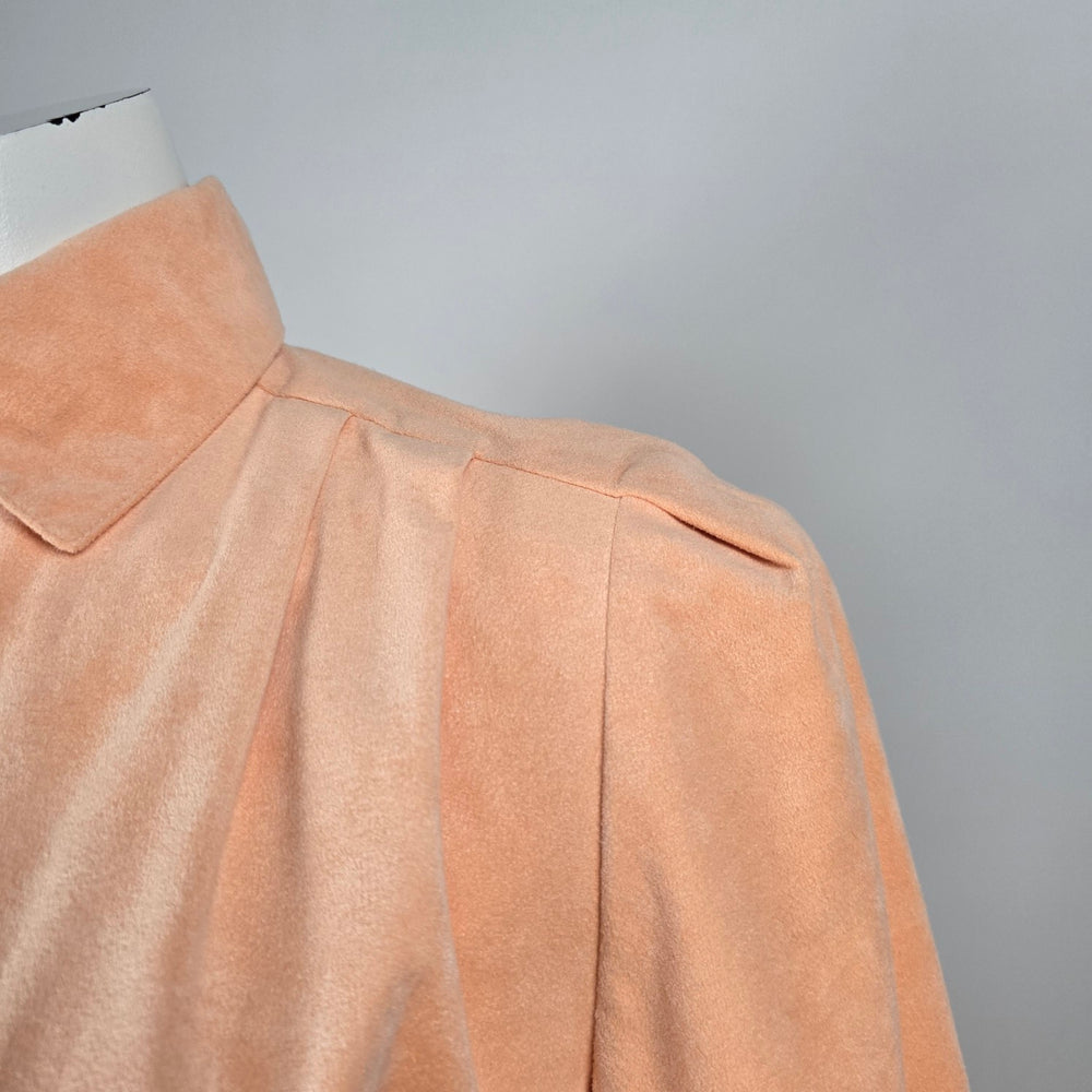 Vintage 1970s Irving Samuel Peach Belted Midi Shirt Dress – Size 6