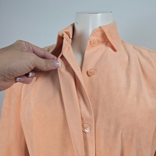 Vintage 1970s Irving Samuel Peach Belted Midi Shirt Dress – Size 6