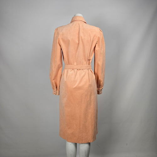 Vintage 1970s Irving Samuel Peach Belted Midi Shirt Dress – Size 6