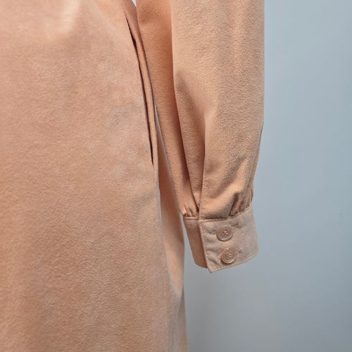 Vintage 1970s Irving Samuel Peach Belted Midi Shirt Dress – Size 6