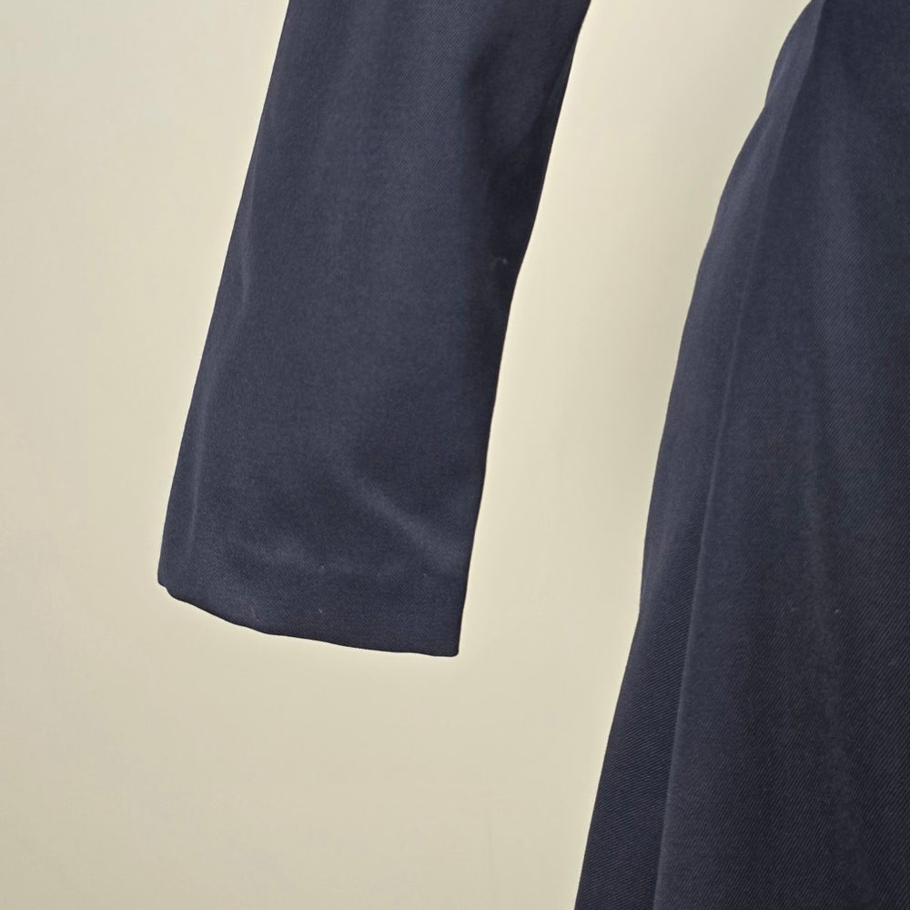 Vintage Navy Double-Breasted Pleated Midi Fit & Flare Dress - Size S/M