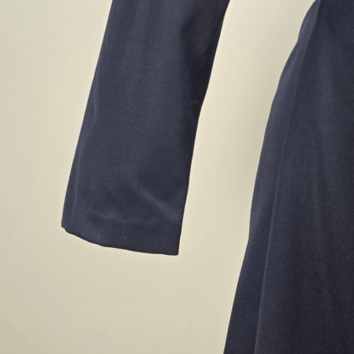 Vintage Navy Double-Breasted Pleated Midi Fit & Flare Dress - Size S/M