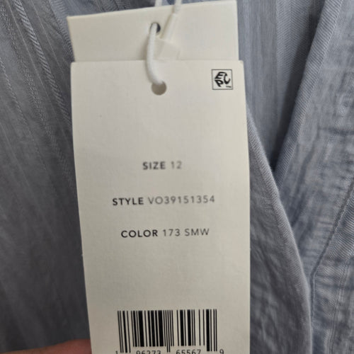Vince Light Blue Draped Striped Sleeveless Maxi Dress – Size 12
