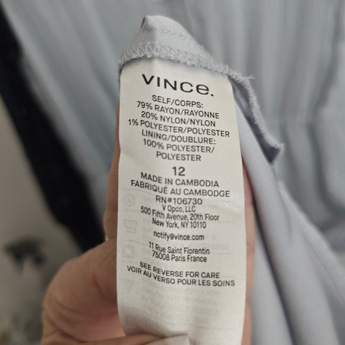 Vince Light Blue Draped Striped Sleeveless Maxi Dress – Size 12