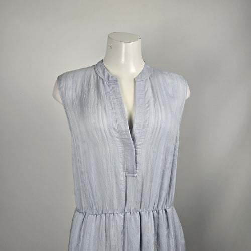 Vince Light Blue Draped Striped Sleeveless Maxi Dress – Size 12