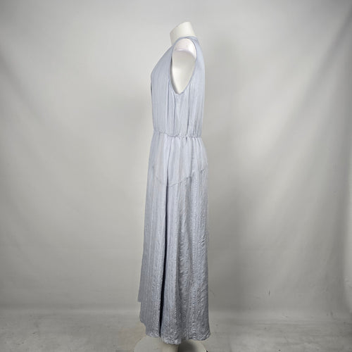 Vince Light Blue Draped Striped Sleeveless Maxi Dress – Size 12