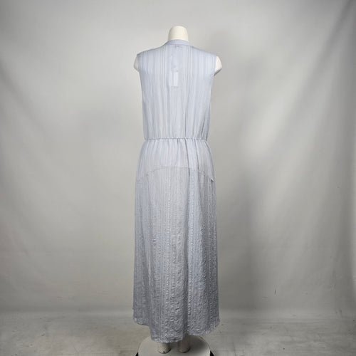 Vince Light Blue Draped Striped Sleeveless Maxi Dress – Size 12