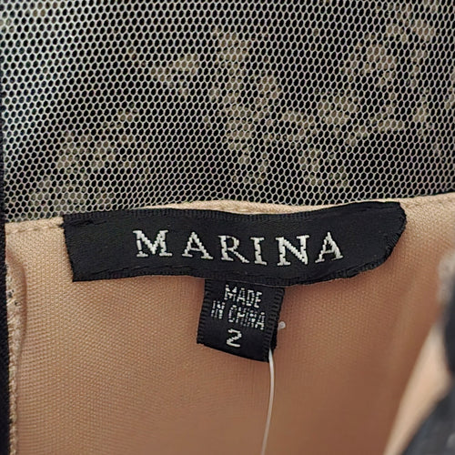 Marina Black Floral Lace Wide-Leg Jumpsuit - Size 2