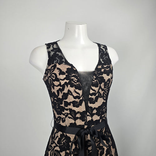 Marina Black Floral Lace Wide-Leg Jumpsuit - Size 2