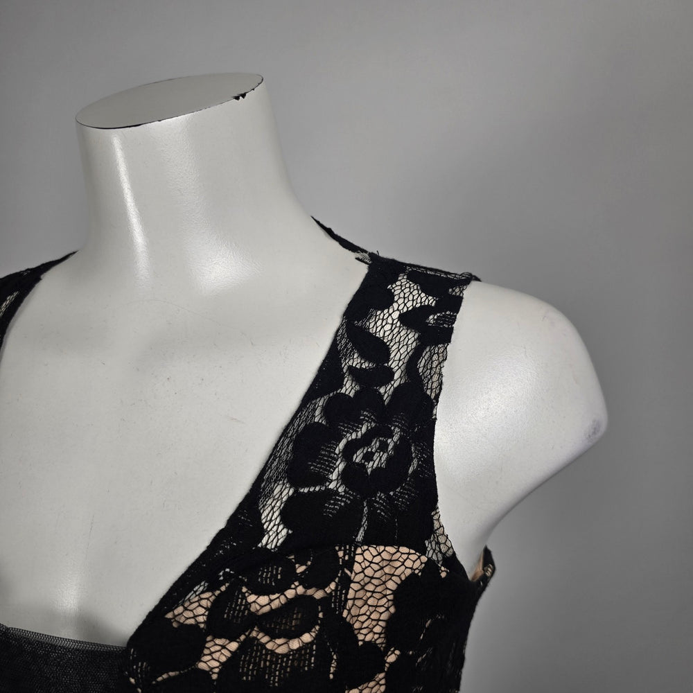 Marina Black Floral Lace Wide-Leg Jumpsuit - Size 2