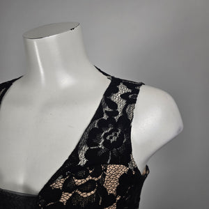 Marina Black Floral Lace Wide-Leg Jumpsuit - Size 2