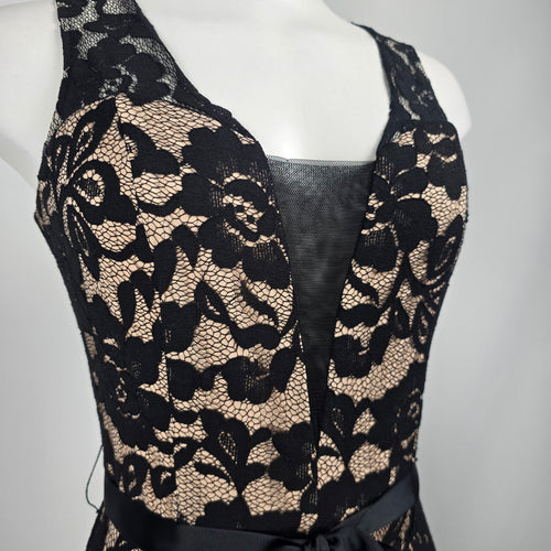 Marina Black Floral Lace Wide-Leg Jumpsuit - Size 2