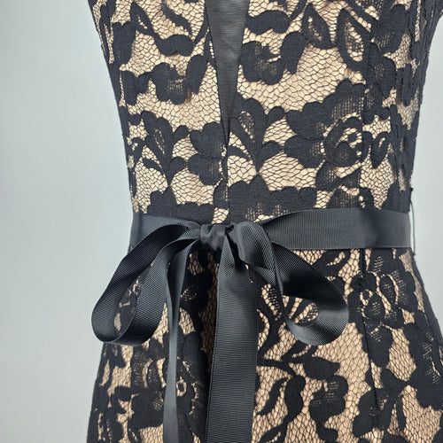 Marina Black Floral Lace Wide-Leg Jumpsuit - Size 2