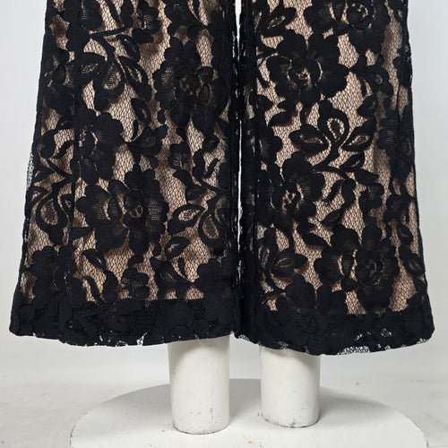 Marina Black Floral Lace Wide-Leg Jumpsuit - Size 2