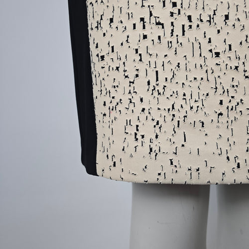 Joseph Ribkoff Black and Cream Geometric Print Dress - Size 10