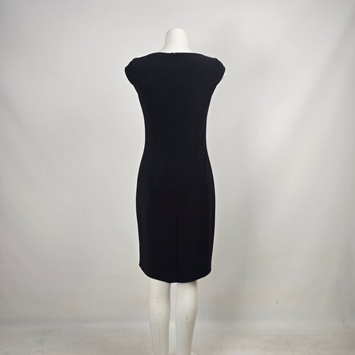 Joseph Ribkoff Black and Cream Geometric Print Dress - Size 10