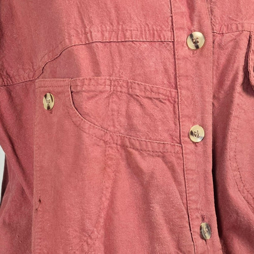 Vintage Senza Dusty Rose Cotton Utility Jumpsuit - Size M