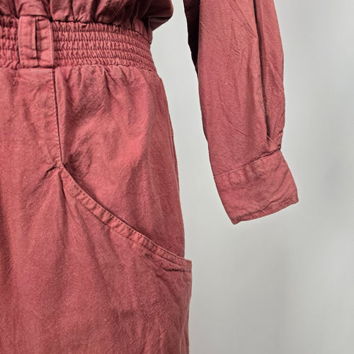Vintage Senza Dusty Rose Cotton Utility Jumpsuit - Size M
