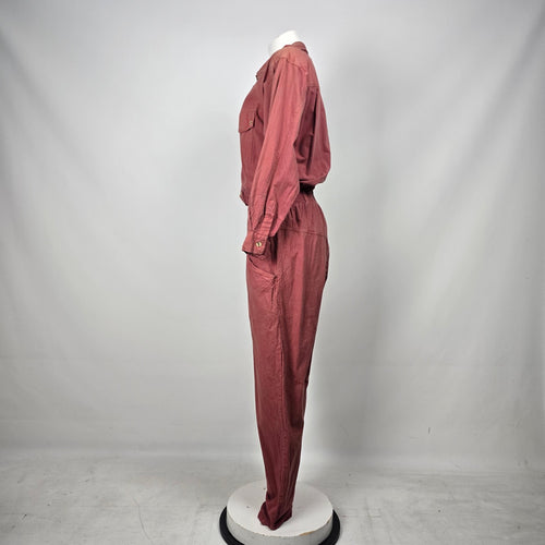 Vintage Senza Dusty Rose Cotton Utility Jumpsuit - Size M
