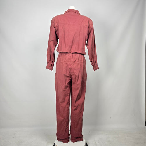 Vintage Senza Dusty Rose Cotton Utility Jumpsuit - Size M
