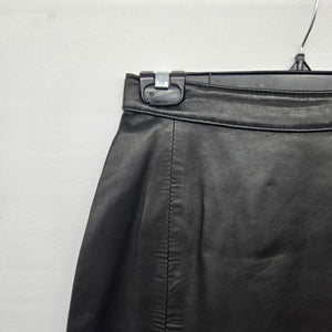 Vintage Black Genuine Leather Midi Pencil Skirt Size 7