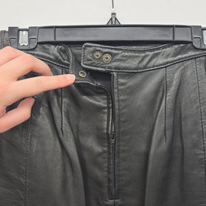 Vintage Black Genuine Leather Midi Pencil Skirt Size 7