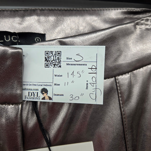 DÉLUC Metallic Bronze Faux Leather Look Flare Pants Size S