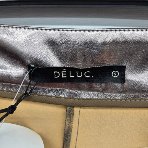DÉLUC Metallic Bronze Faux Leather Look Flare Pants Size S