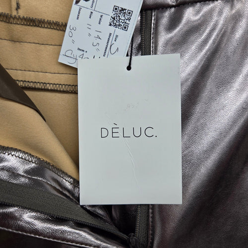 DÉLUC Metallic Bronze Faux Leather Look Flare Pants Size S