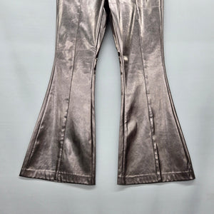 DÉLUC Metallic Bronze Faux Leather Look Flare Pants Size S