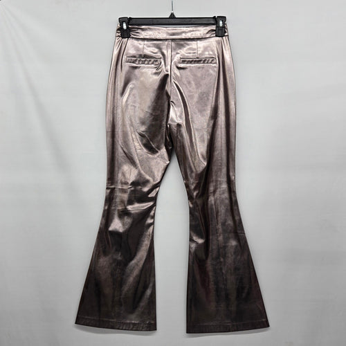 DÉLUC Metallic Bronze Faux Leather Look Flare Pants Size S