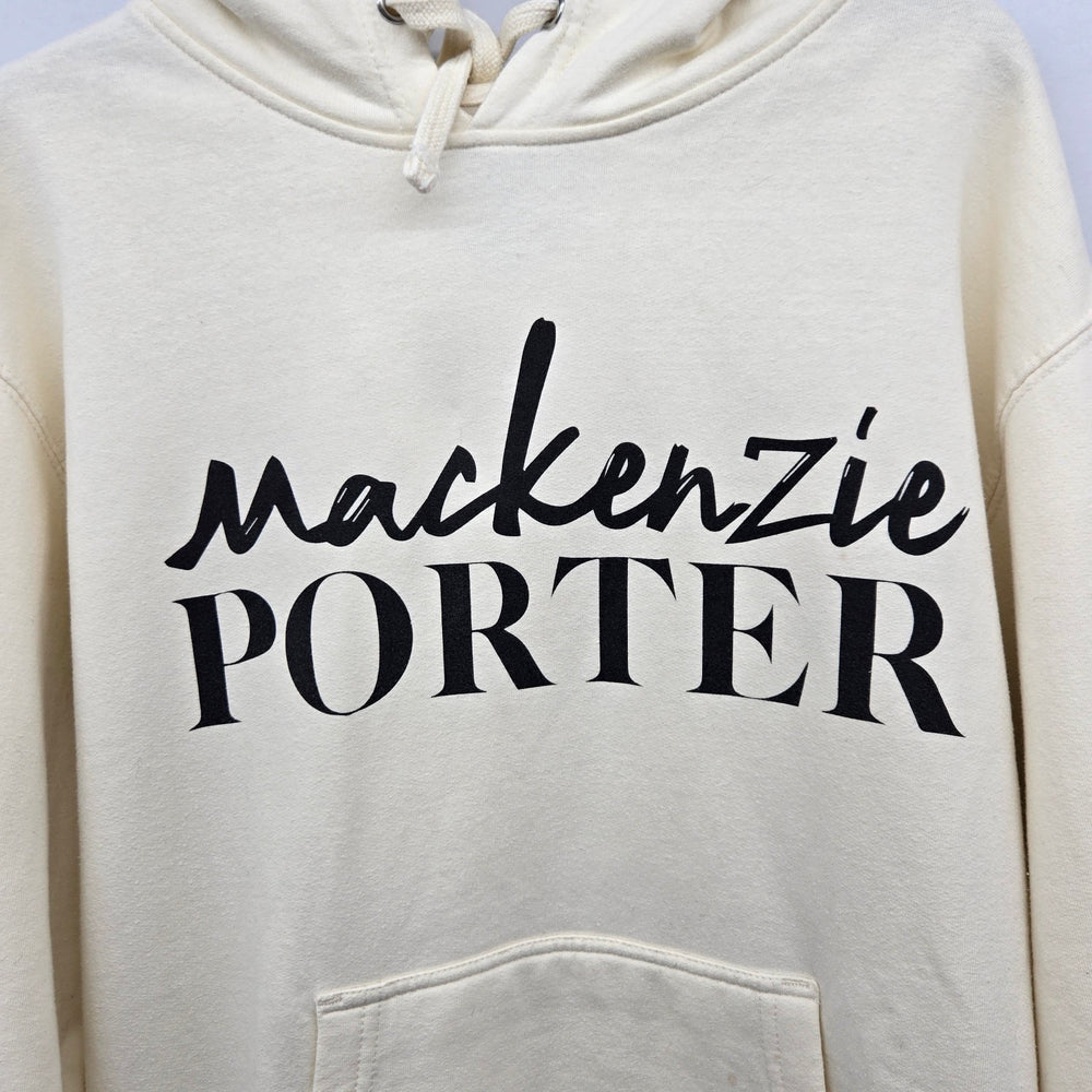 Official Mackenzie Porter Merch Cream Graphic Pullover Hoodie Sweatshirt Size M