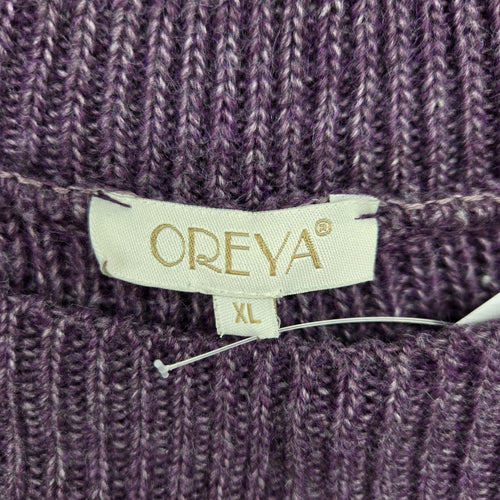 Oreya Purple Marled Knit Ruffle Sleeve Sweater - Size XL